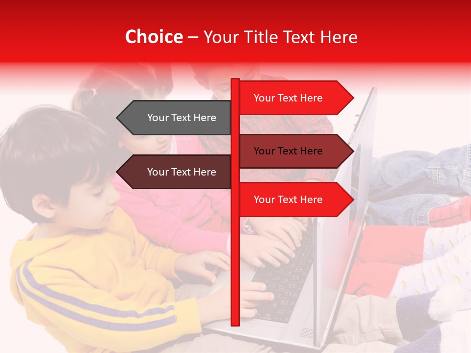 A Group Of Children Playing On A Laptop PowerPoint Template