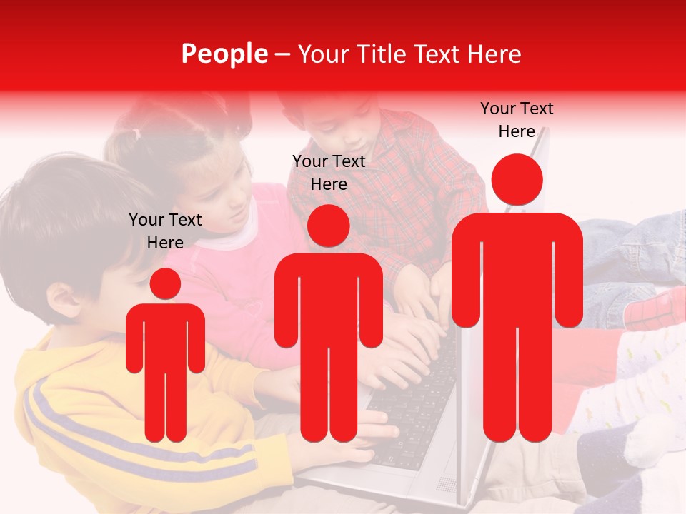 A Group Of Children Playing On A Laptop PowerPoint Template