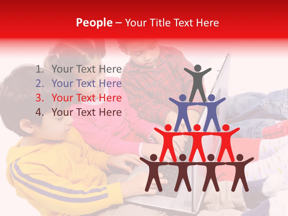 A Group Of Children Playing On A Laptop PowerPoint Template
