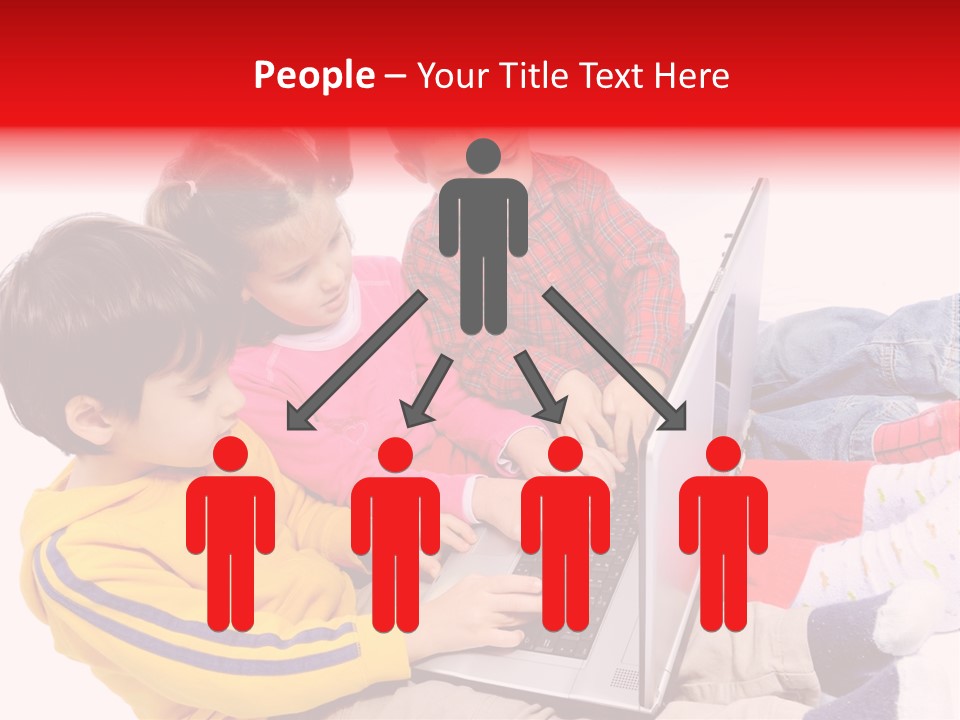 A Group Of Children Playing On A Laptop PowerPoint Template