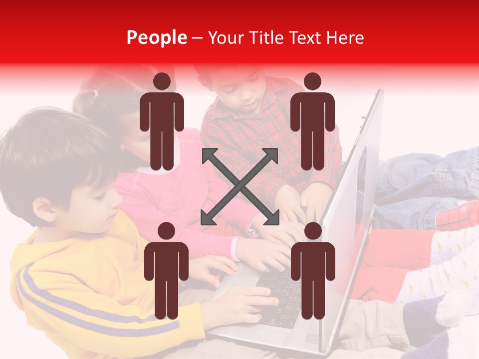 A Group Of Children Playing On A Laptop PowerPoint Template