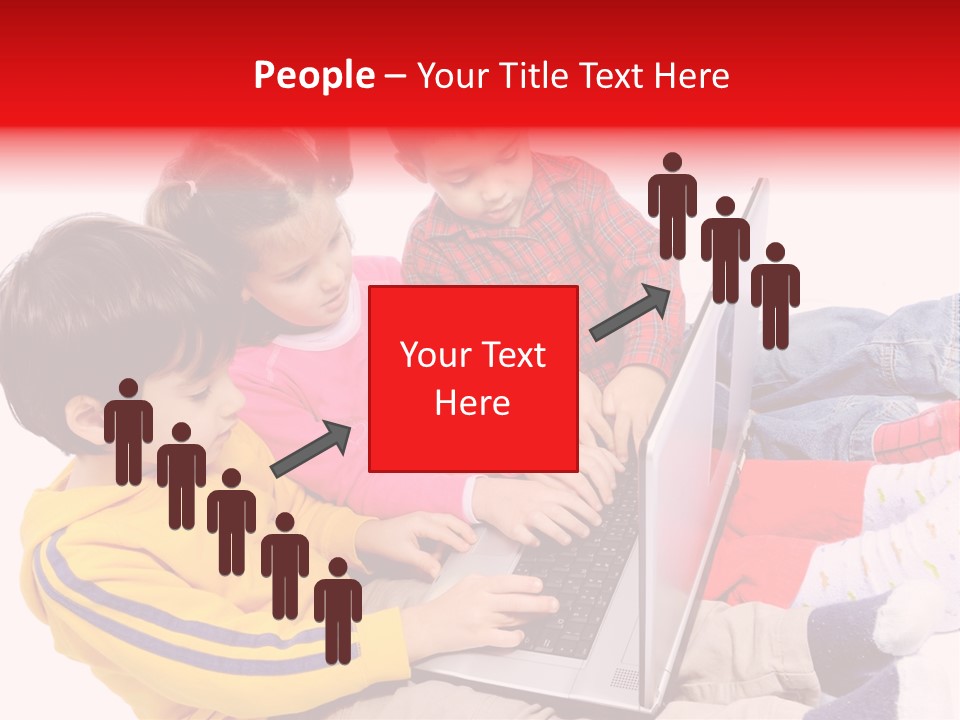 A Group Of Children Playing On A Laptop PowerPoint Template