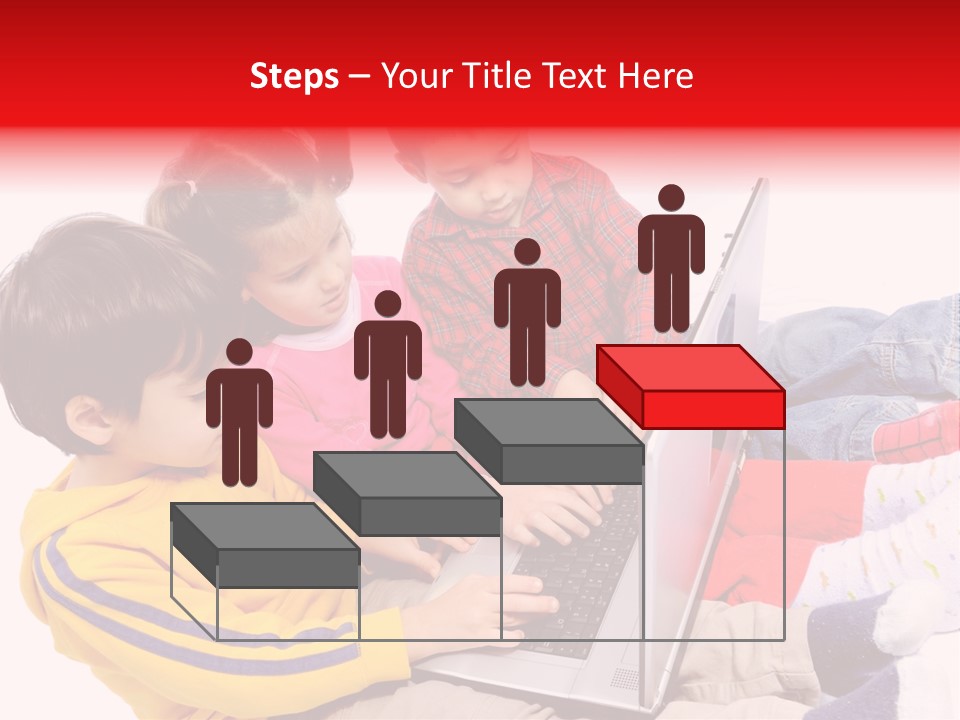 A Group Of Children Playing On A Laptop PowerPoint Template