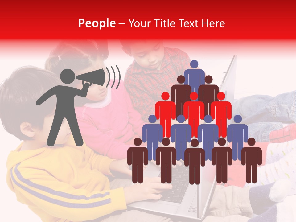 A Group Of Children Playing On A Laptop PowerPoint Template
