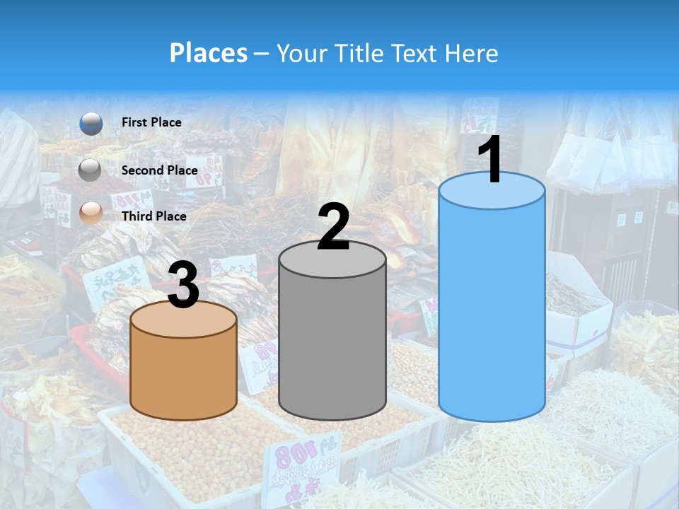 A Man Standing In Front Of A Store Filled With Lots Of Food PowerPoint Template