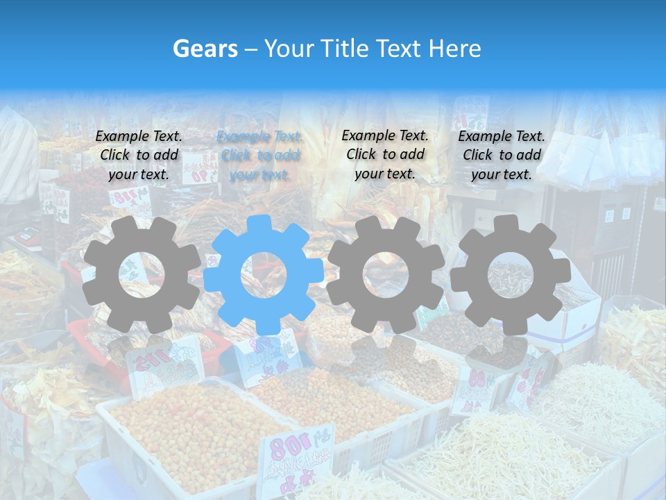 A Man Standing In Front Of A Store Filled With Lots Of Food PowerPoint Template