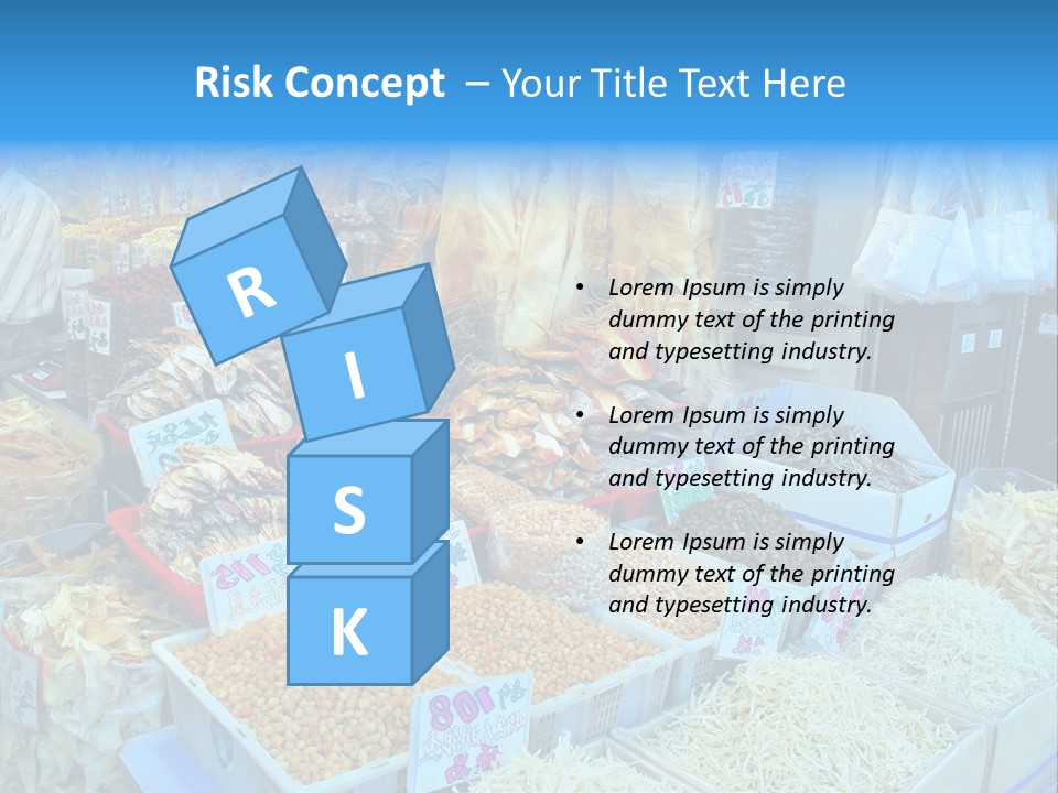 A Man Standing In Front Of A Store Filled With Lots Of Food PowerPoint Template