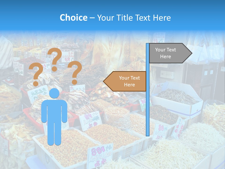 A Man Standing In Front Of A Store Filled With Lots Of Food PowerPoint Template