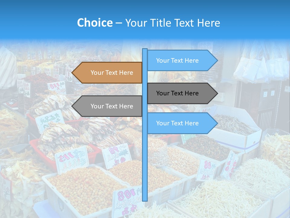 A Man Standing In Front Of A Store Filled With Lots Of Food PowerPoint Template