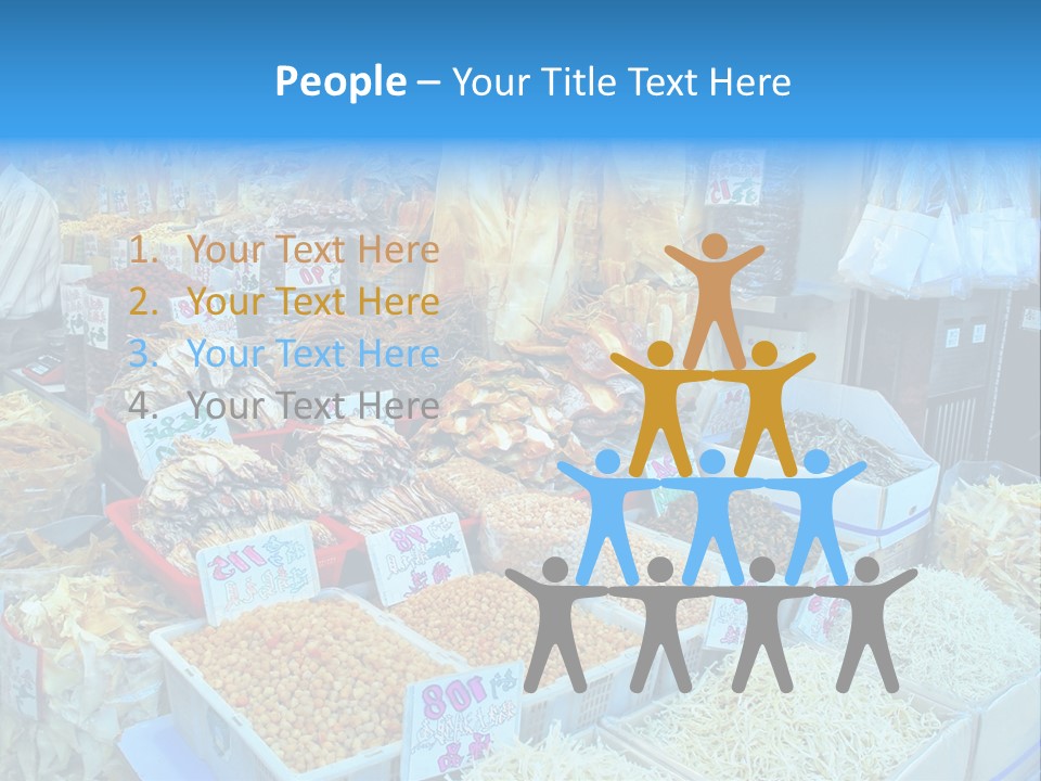 A Man Standing In Front Of A Store Filled With Lots Of Food PowerPoint Template