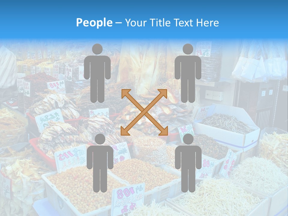 A Man Standing In Front Of A Store Filled With Lots Of Food PowerPoint Template