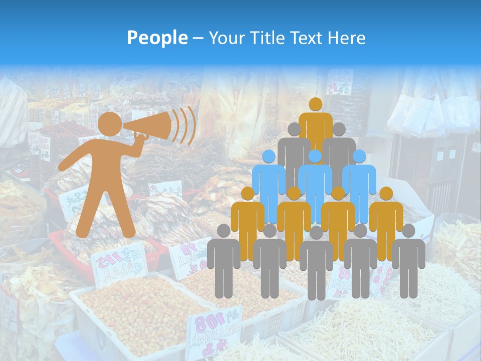A Man Standing In Front Of A Store Filled With Lots Of Food PowerPoint Template