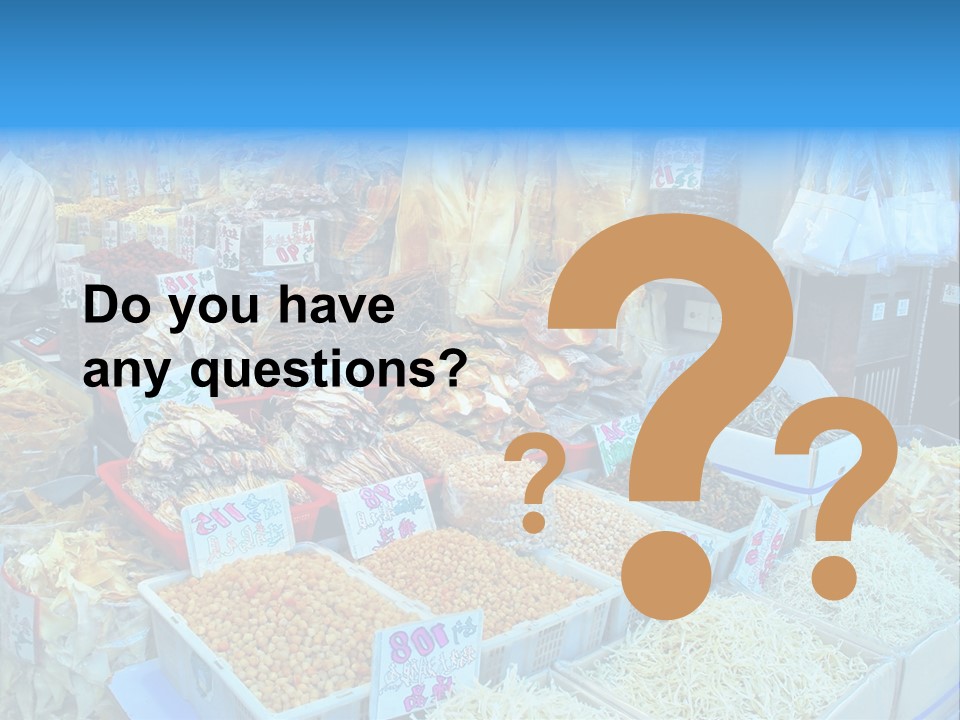 A Man Standing In Front Of A Store Filled With Lots Of Food PowerPoint Template