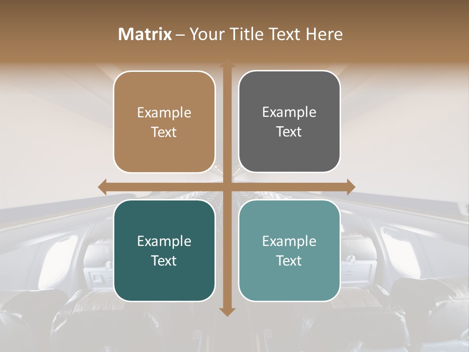 The Inside Of An Airplane With A Lot Of Seats PowerPoint Template