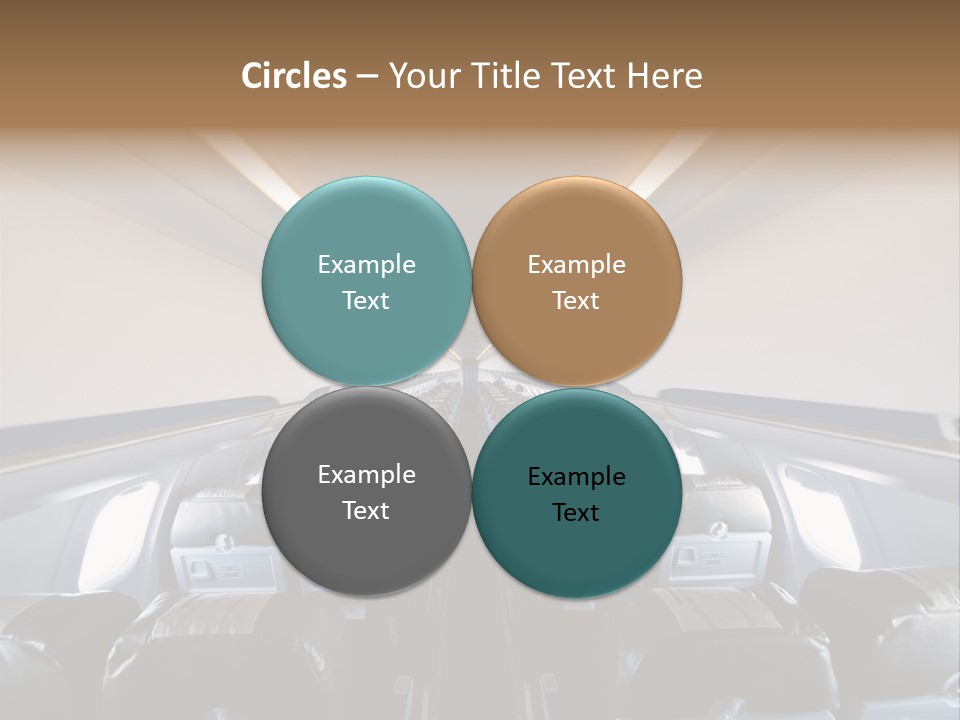 The Inside Of An Airplane With A Lot Of Seats PowerPoint Template