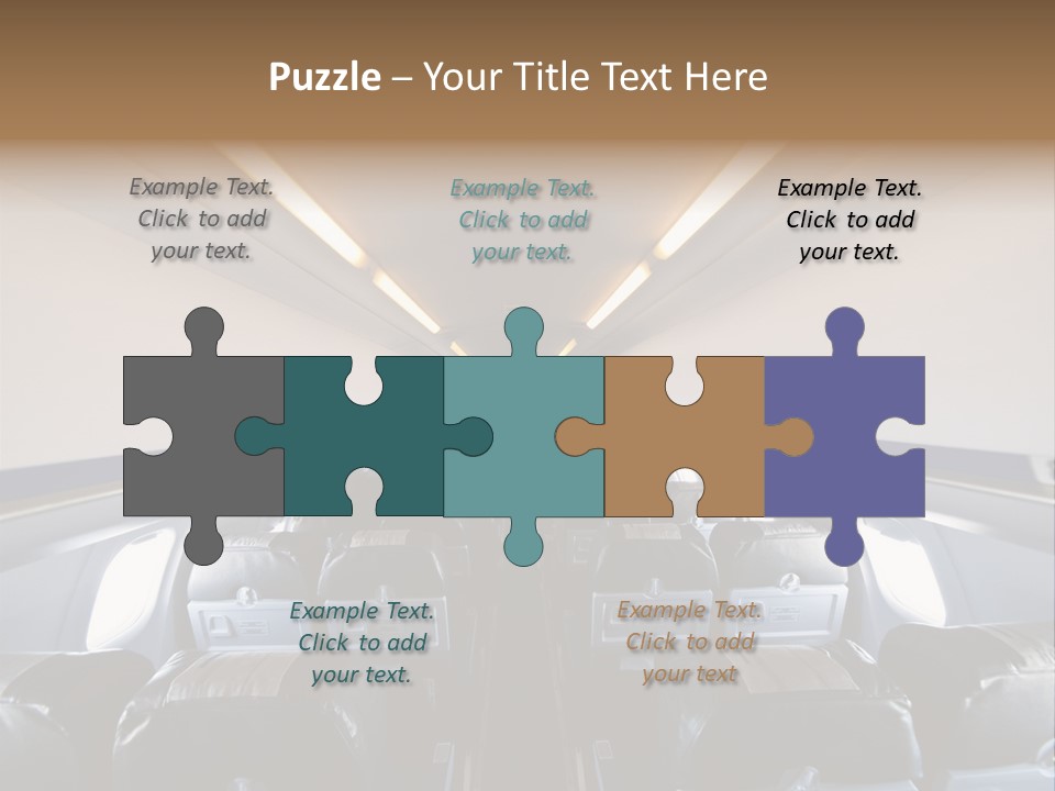 The Inside Of An Airplane With A Lot Of Seats PowerPoint Template