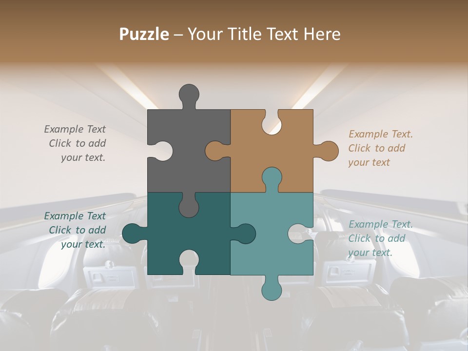 The Inside Of An Airplane With A Lot Of Seats PowerPoint Template