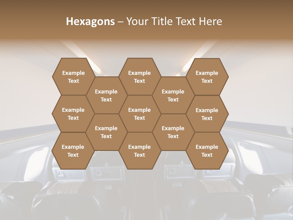 The Inside Of An Airplane With A Lot Of Seats PowerPoint Template
