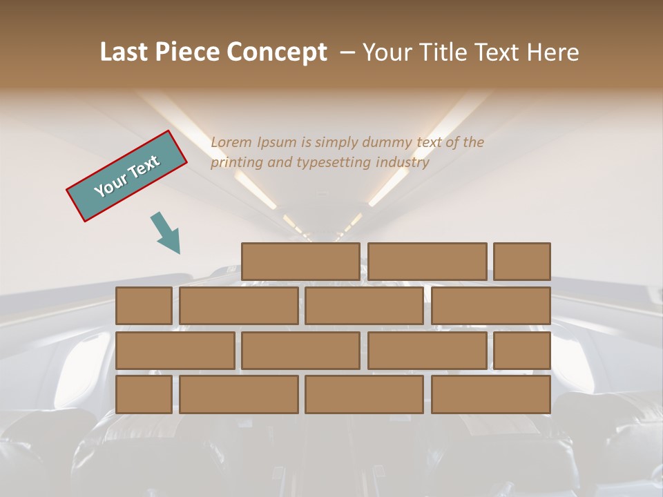 The Inside Of An Airplane With A Lot Of Seats PowerPoint Template