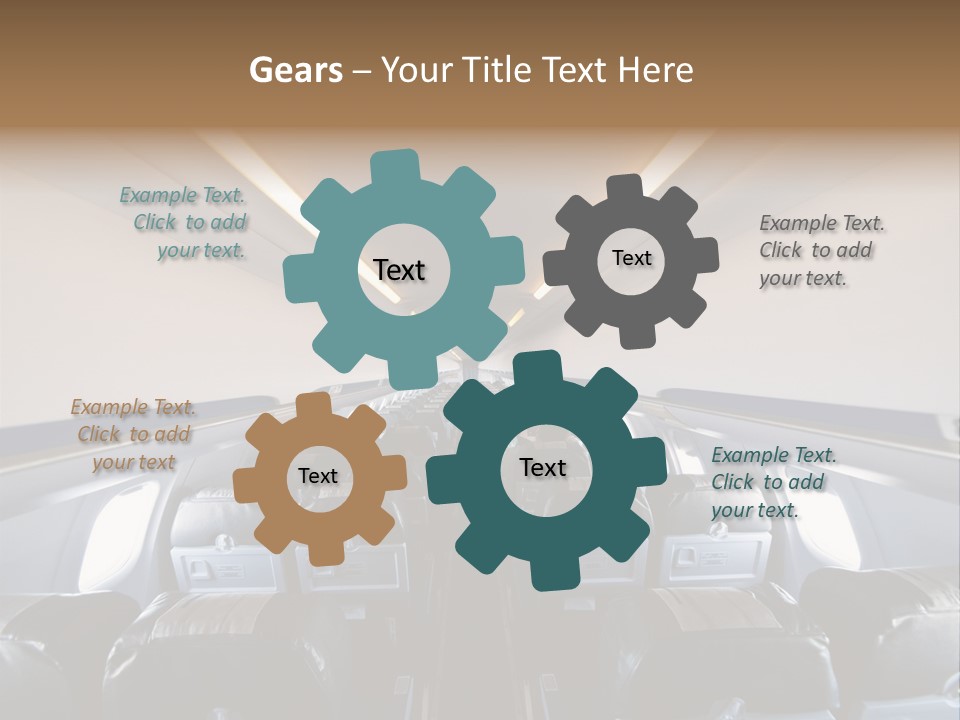 The Inside Of An Airplane With A Lot Of Seats PowerPoint Template