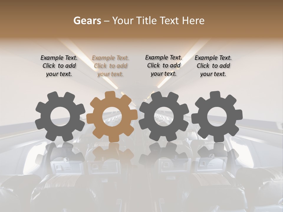 The Inside Of An Airplane With A Lot Of Seats PowerPoint Template