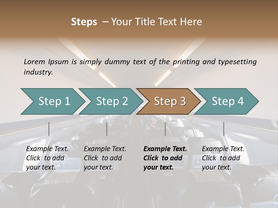 The Inside Of An Airplane With A Lot Of Seats PowerPoint Template
