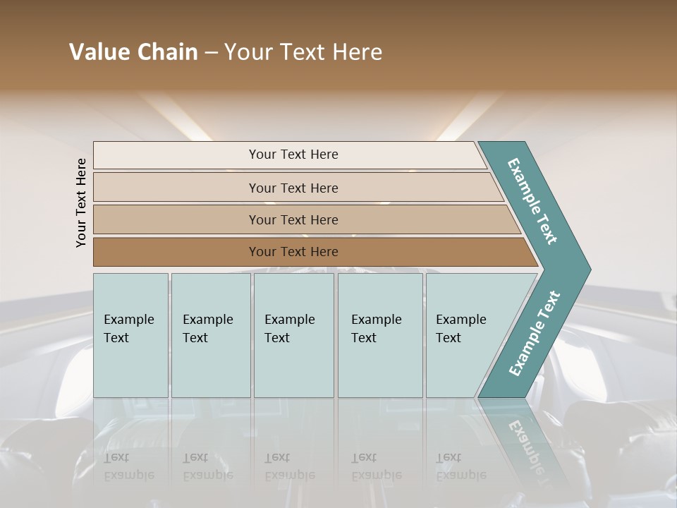 The Inside Of An Airplane With A Lot Of Seats PowerPoint Template