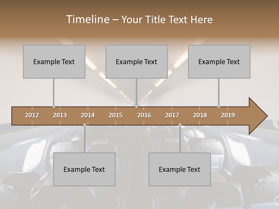 The Inside Of An Airplane With A Lot Of Seats PowerPoint Template