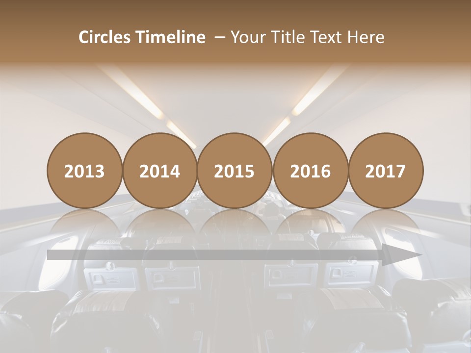 The Inside Of An Airplane With A Lot Of Seats PowerPoint Template