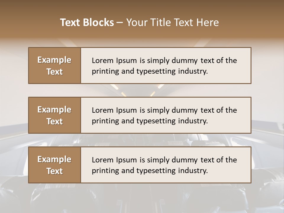 The Inside Of An Airplane With A Lot Of Seats PowerPoint Template