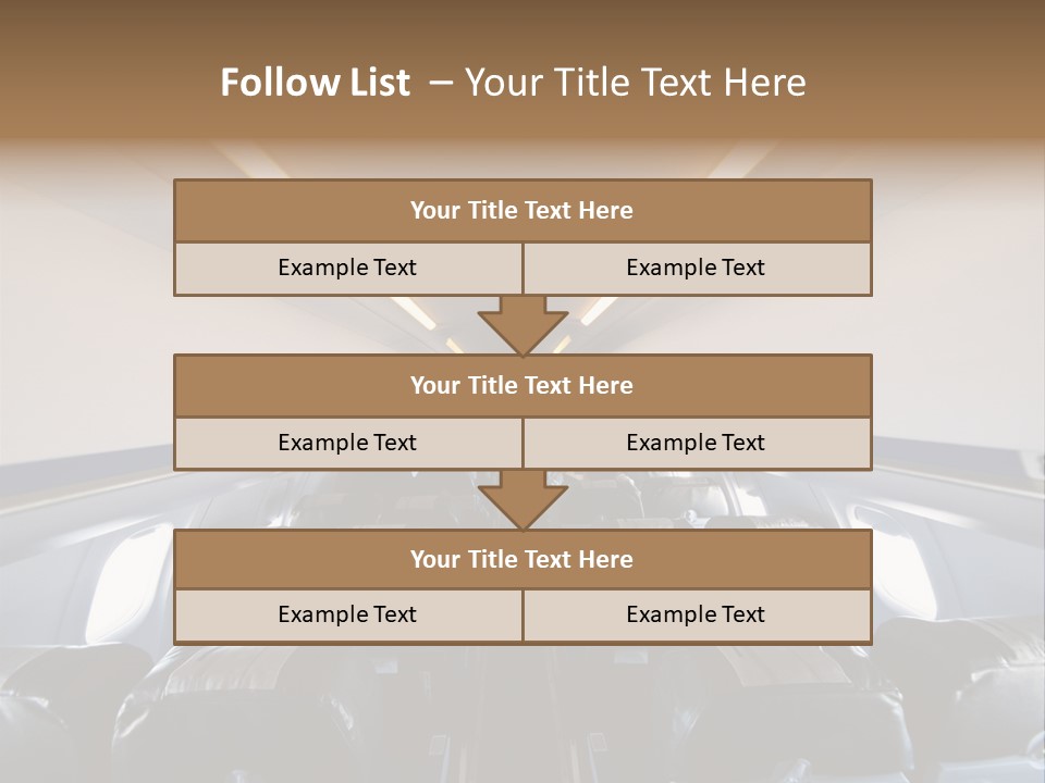 The Inside Of An Airplane With A Lot Of Seats PowerPoint Template
