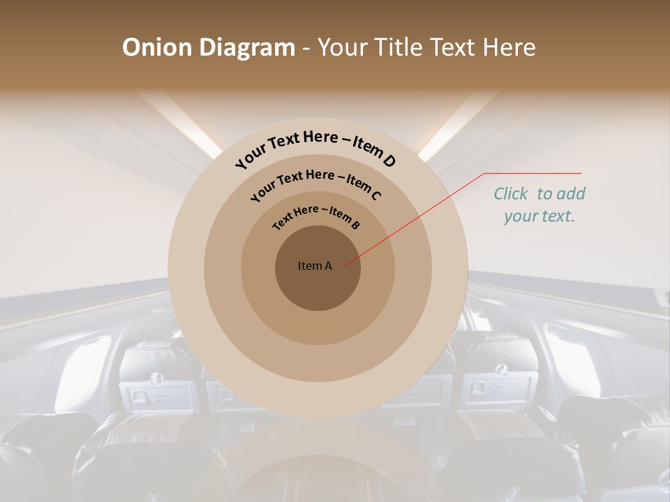 The Inside Of An Airplane With A Lot Of Seats PowerPoint Template