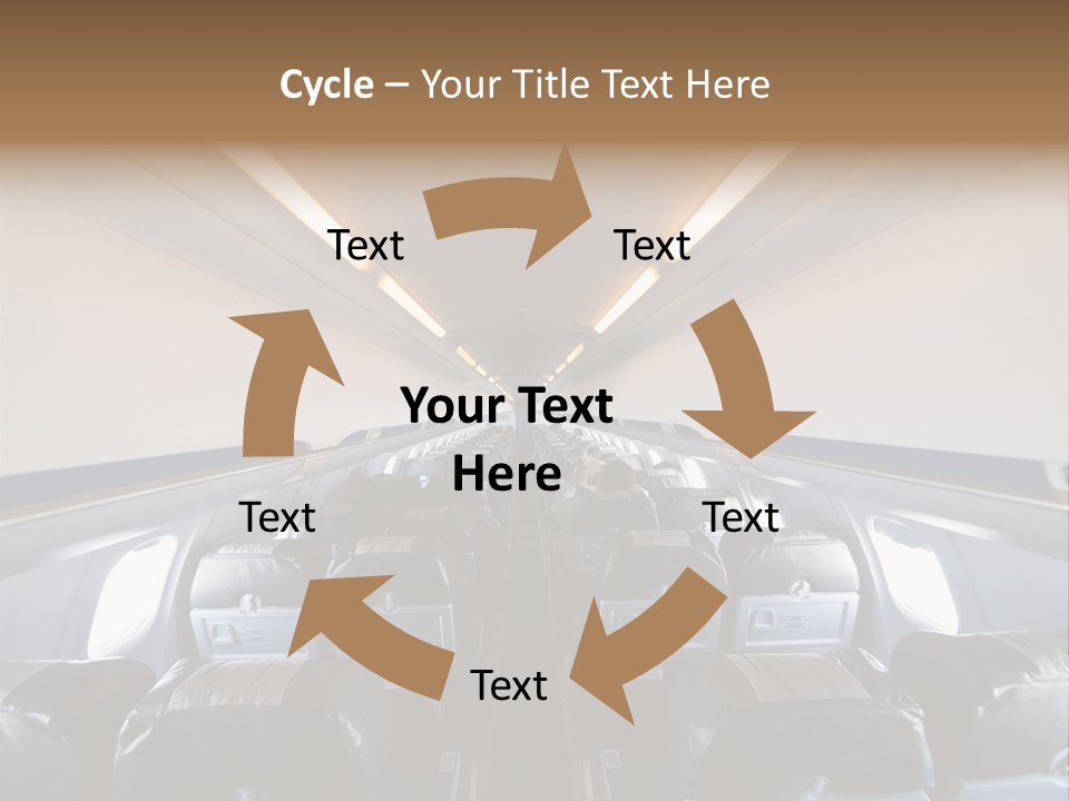 The Inside Of An Airplane With A Lot Of Seats PowerPoint Template