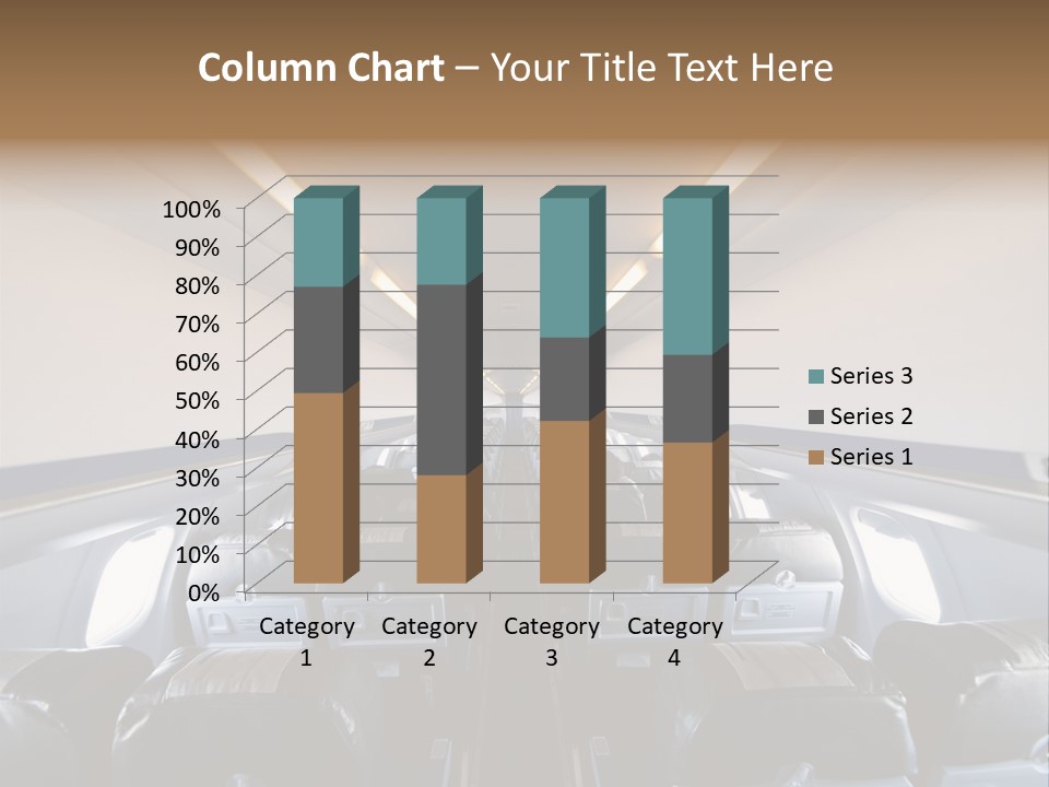 The Inside Of An Airplane With A Lot Of Seats PowerPoint Template