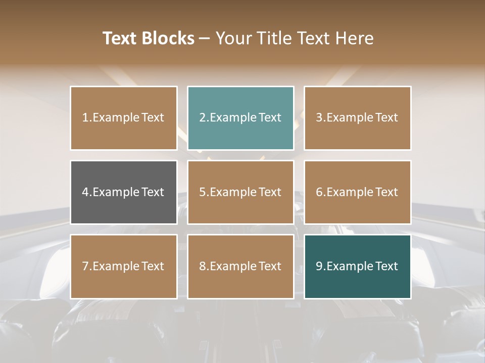 The Inside Of An Airplane With A Lot Of Seats PowerPoint Template