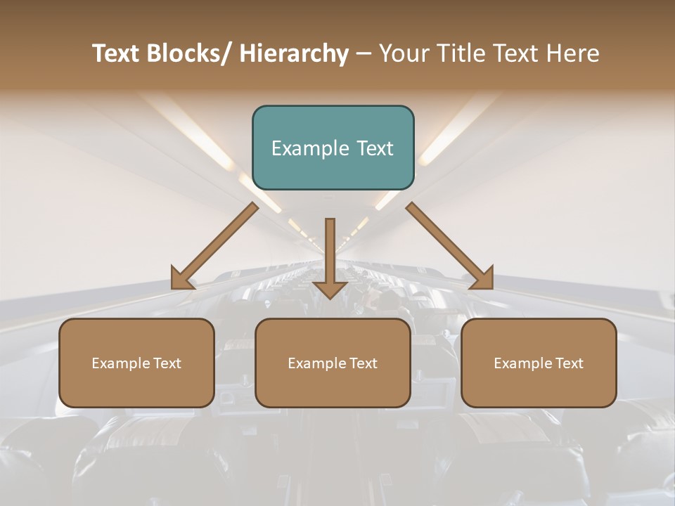 The Inside Of An Airplane With A Lot Of Seats PowerPoint Template