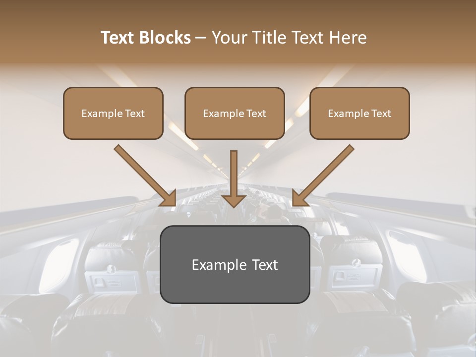 The Inside Of An Airplane With A Lot Of Seats PowerPoint Template