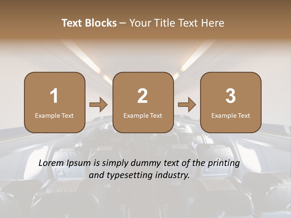 The Inside Of An Airplane With A Lot Of Seats PowerPoint Template