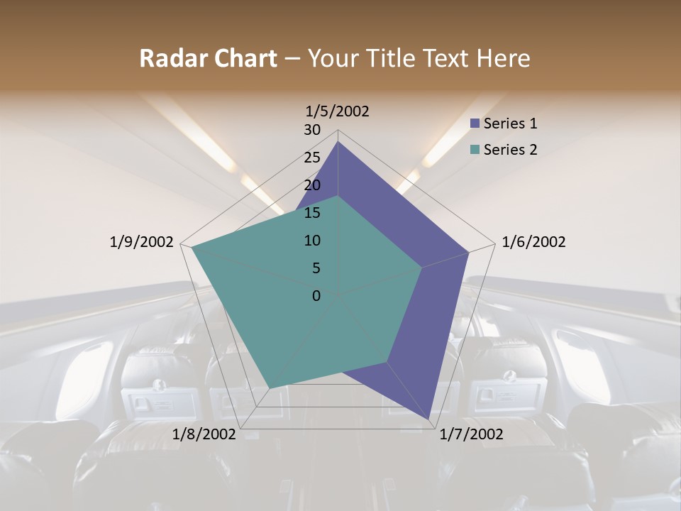 The Inside Of An Airplane With A Lot Of Seats PowerPoint Template