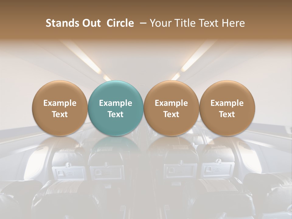 The Inside Of An Airplane With A Lot Of Seats PowerPoint Template