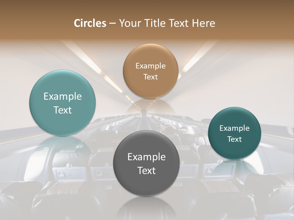 The Inside Of An Airplane With A Lot Of Seats PowerPoint Template