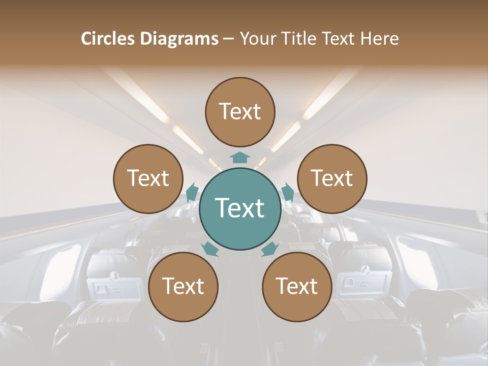 The Inside Of An Airplane With A Lot Of Seats PowerPoint Template