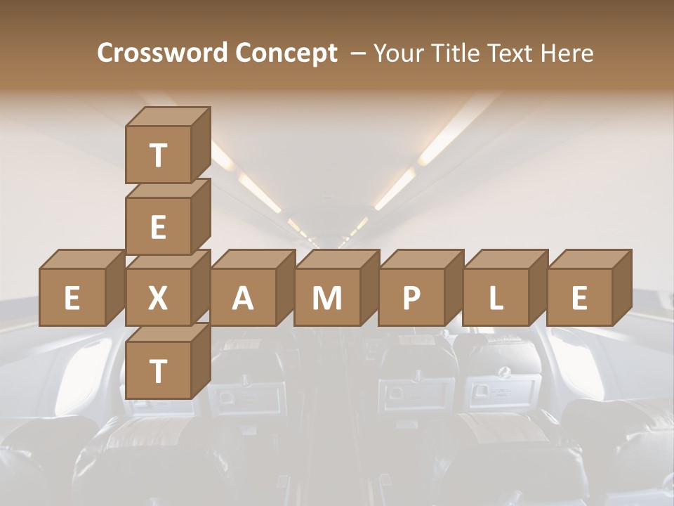 The Inside Of An Airplane With A Lot Of Seats PowerPoint Template