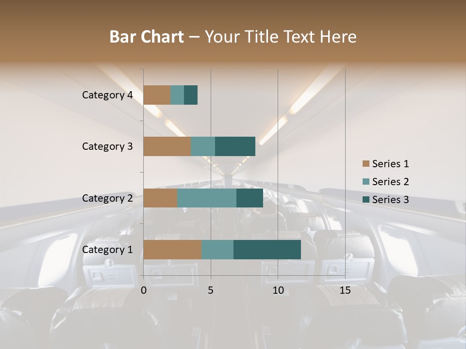 The Inside Of An Airplane With A Lot Of Seats PowerPoint Template