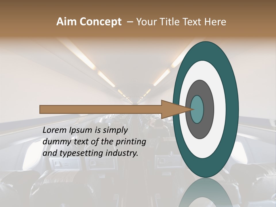 The Inside Of An Airplane With A Lot Of Seats PowerPoint Template