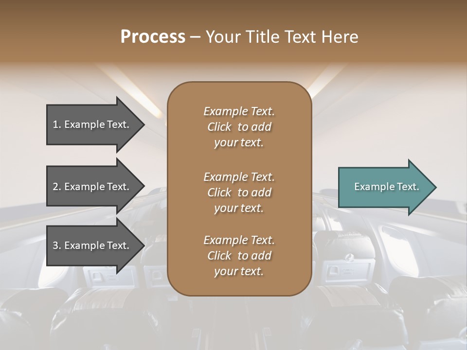 The Inside Of An Airplane With A Lot Of Seats PowerPoint Template