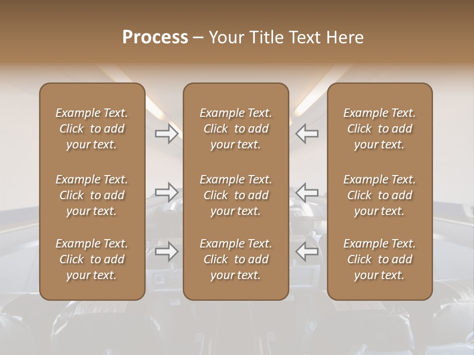The Inside Of An Airplane With A Lot Of Seats PowerPoint Template