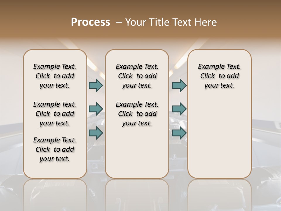 The Inside Of An Airplane With A Lot Of Seats PowerPoint Template