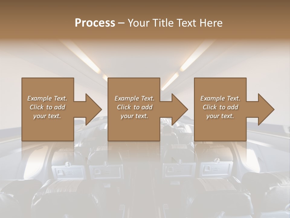 The Inside Of An Airplane With A Lot Of Seats PowerPoint Template