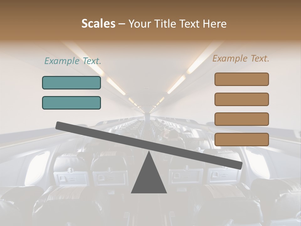 The Inside Of An Airplane With A Lot Of Seats PowerPoint Template